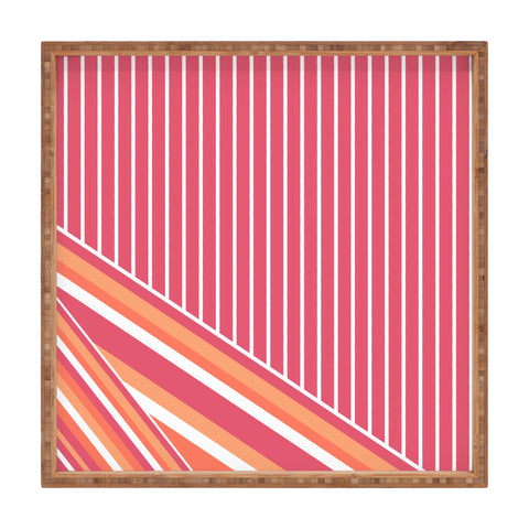 Sheila Wenzel-Ganny Pink Coral Stripes Square Tray