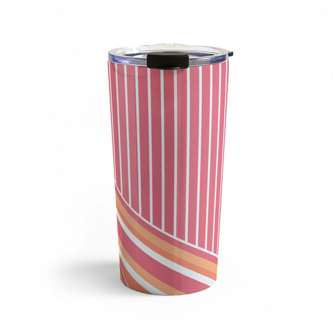 Sheila Wenzel-Ganny Pink Coral Stripes Travel Mug