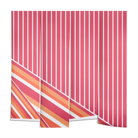 Sheila Wenzel-Ganny Pink Coral Stripes Wall Mural