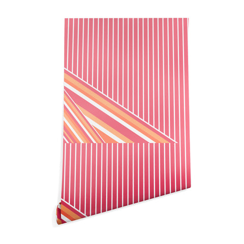 Sheila Wenzel-Ganny Pink Coral Stripes Wallpaper