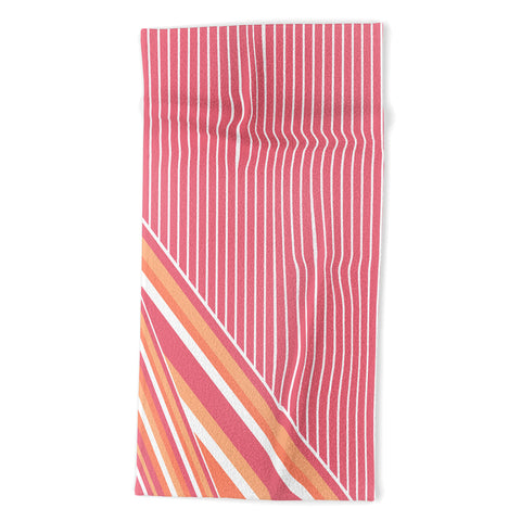 Sheila Wenzel-Ganny Pink Coral Stripes Beach Towel