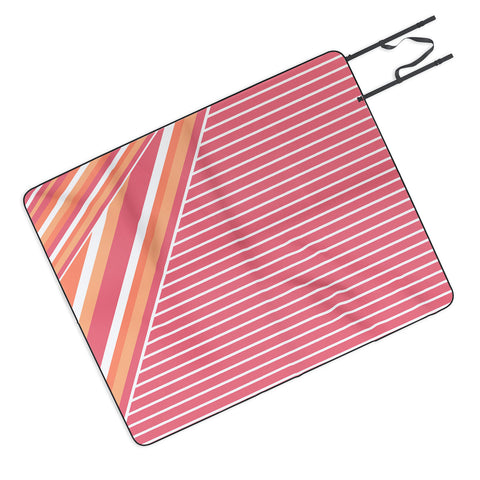 Sheila Wenzel-Ganny Pink Coral Stripes Picnic Blanket