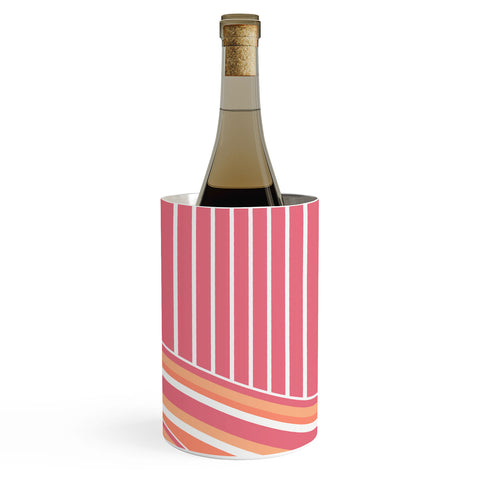 Sheila Wenzel-Ganny Pink Coral Stripes Wine Chiller
