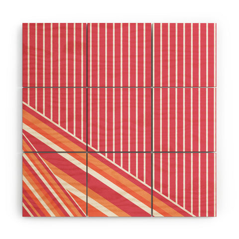 Sheila Wenzel-Ganny Pink Coral Stripes Wood Wall Mural