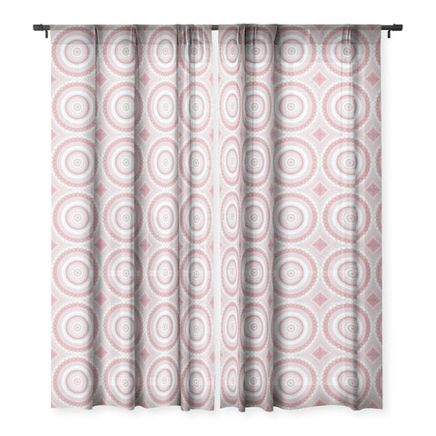 Sheila Wenzel-Ganny Pink Glitter Stone Mandala Sheer Window Curtain