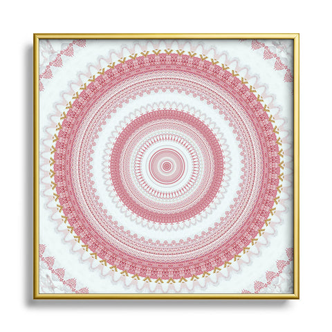 Sheila Wenzel-Ganny Pink Glitter Stone Mandala Metal Square Framed Art Print