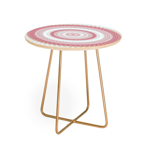 Sheila Wenzel-Ganny Pink Glitter Stone Mandala Round Side Table