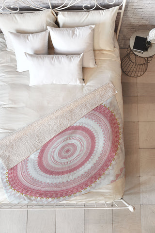 Sheila Wenzel-Ganny Pink Glitter Stone Mandala Fleece Throw Blanket