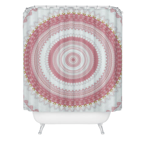 Sheila Wenzel-Ganny Pink Glitter Stone Mandala Shower Curtain