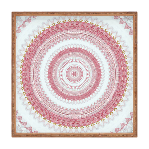 Sheila Wenzel-Ganny Pink Glitter Stone Mandala Square Tray