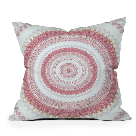 Sheila Wenzel-Ganny Pink Glitter Stone Mandala Throw Pillow