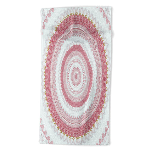 Sheila Wenzel-Ganny Pink Glitter Stone Mandala Beach Towel