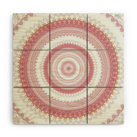 Sheila Wenzel-Ganny Pink Glitter Stone Mandala Wood Wall Mural