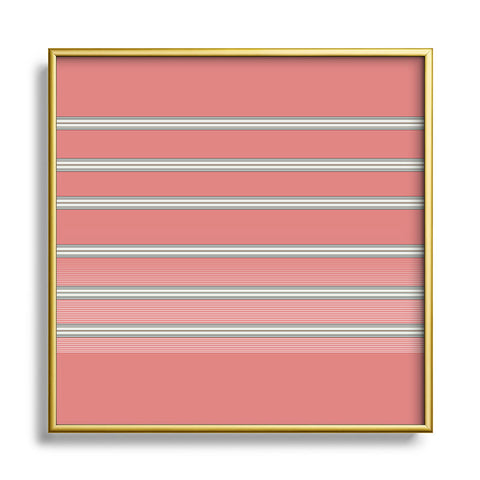 Sheila Wenzel-Ganny Pink Ombre Stripes Metal Square Framed Art Print
