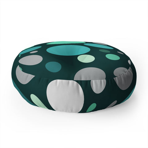 Sheila Wenzel-Ganny Polka DOT Green Blues Floor Pillow Round