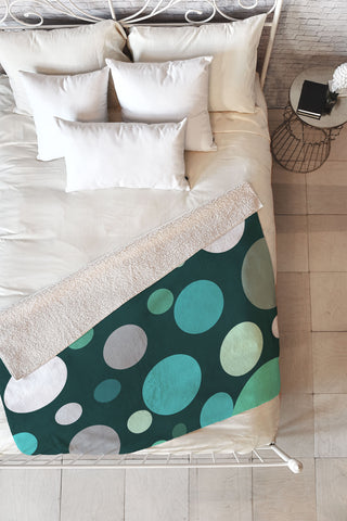 Sheila Wenzel-Ganny Polka DOT Green Blues Fleece Throw Blanket