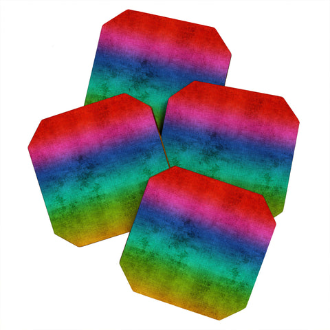 Sheila Wenzel-Ganny Rainbow Linen Abstract Coaster Set