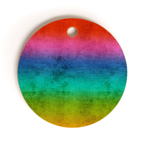 Sheila Wenzel-Ganny Rainbow Linen Abstract Cutting Board Round