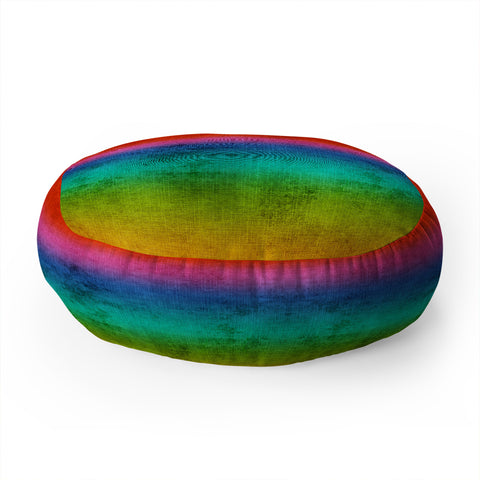 Sheila Wenzel-Ganny Rainbow Linen Abstract Floor Pillow Round