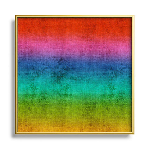 Sheila Wenzel-Ganny Rainbow Linen Abstract Metal Square Framed Art Print