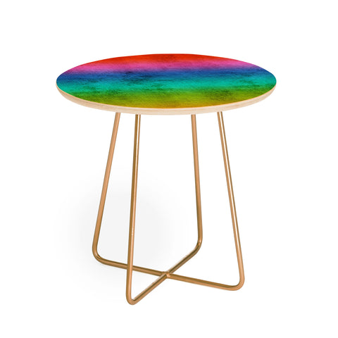 Sheila Wenzel-Ganny Rainbow Linen Abstract Round Side Table
