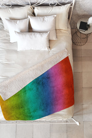 Sheila Wenzel-Ganny Rainbow Linen Abstract Fleece Throw Blanket