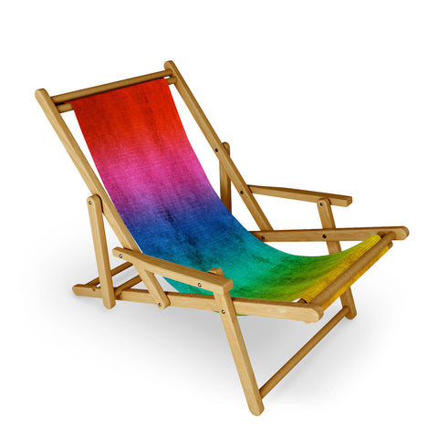 Sheila Wenzel-Ganny Rainbow Linen Abstract Sling Chair