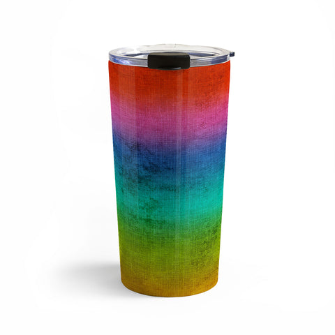 Sheila Wenzel-Ganny Rainbow Linen Abstract Travel Mug