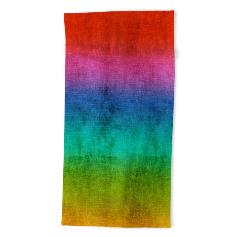Sheila Wenzel-Ganny Rainbow Linen Abstract Beach Towel