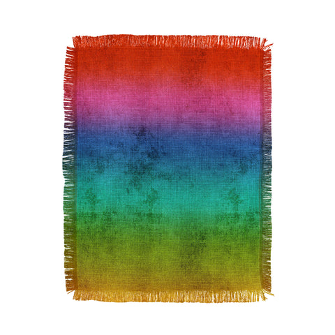 Sheila Wenzel-Ganny Rainbow Linen Abstract Throw Blanket