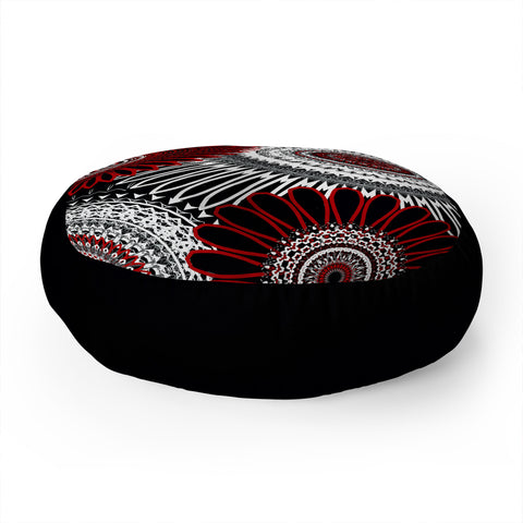 Sheila Wenzel-Ganny Red Mandala Love Floor Pillow Round