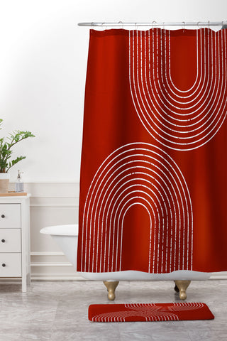 Sheila Wenzel-Ganny Red Minimalist Shower Curtain And Mat