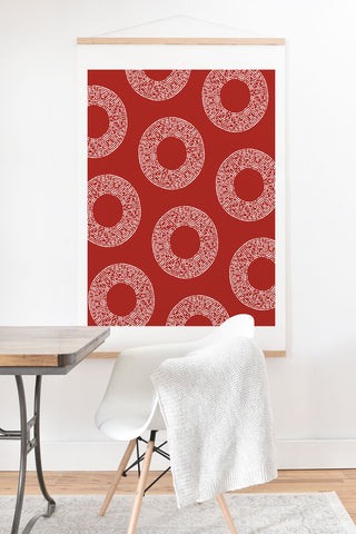 Sheila Wenzel-Ganny Red White Abstract Polka Dots Art Print And Hanger