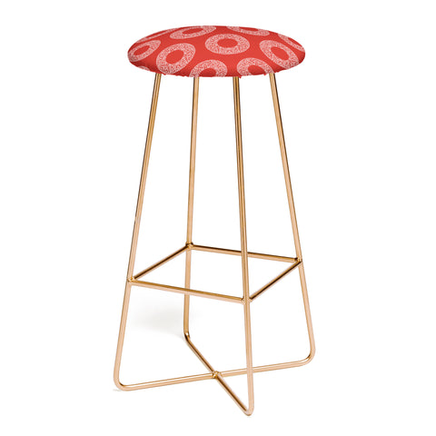 Sheila Wenzel-Ganny Red White Abstract Polka Dots Bar Stool