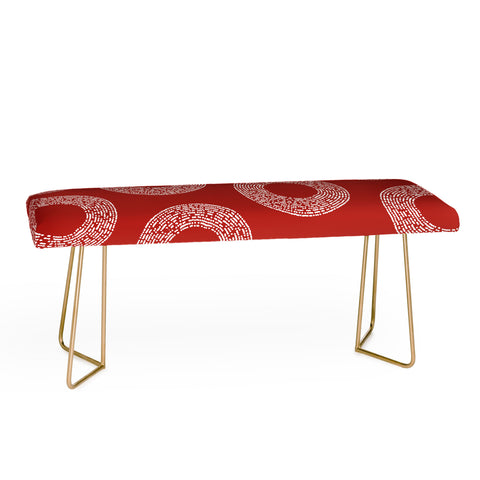 Sheila Wenzel-Ganny Red White Abstract Polka Dots Bench