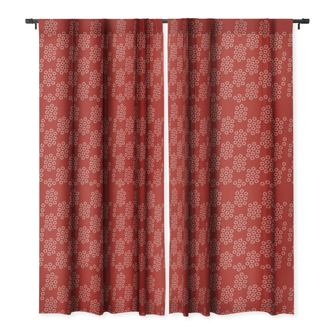 Sheila Wenzel-Ganny Red White Abstract Polka Dots Blackout Window Curtain