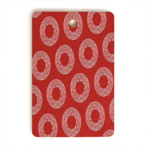 Sheila Wenzel-Ganny Red White Abstract Polka Dots Cutting Board Rectangle