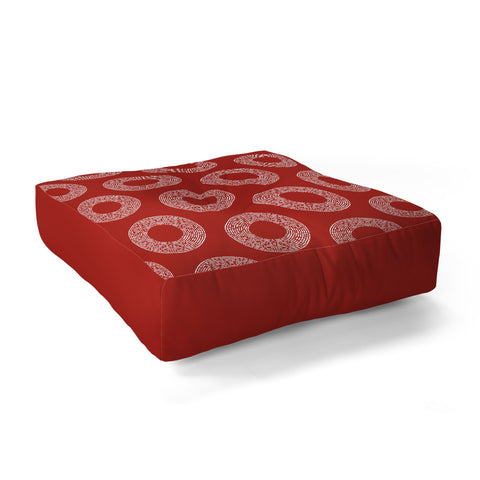 Sheila Wenzel-Ganny Red White Abstract Polka Dots Floor Pillow Square