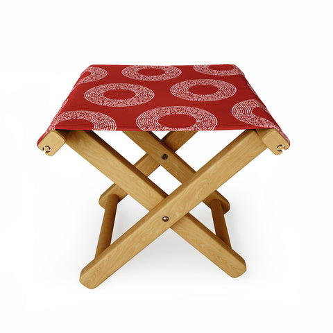 Sheila Wenzel-Ganny Red White Abstract Polka Dots Folding Stool