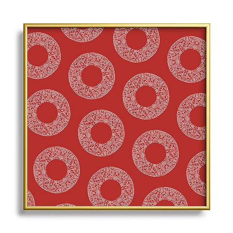 Sheila Wenzel-Ganny Red White Abstract Polka Dots Metal Square Framed Art Print