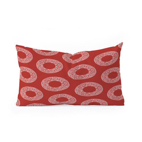 Sheila Wenzel-Ganny Red White Abstract Polka Dots Oblong Throw Pillow