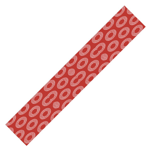 Sheila Wenzel-Ganny Red White Abstract Polka Dots Table Runner