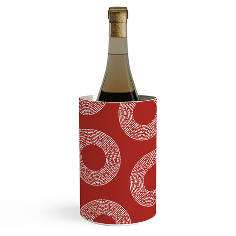 Sheila Wenzel-Ganny Red White Abstract Polka Dots Wine Chiller