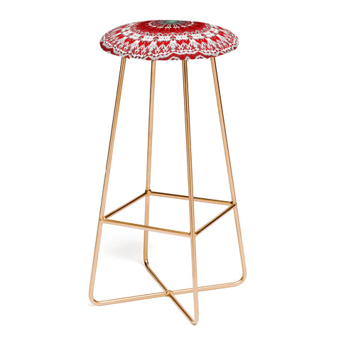 Sheila Wenzel-Ganny Red White Bohemian Mandala Bar Stool