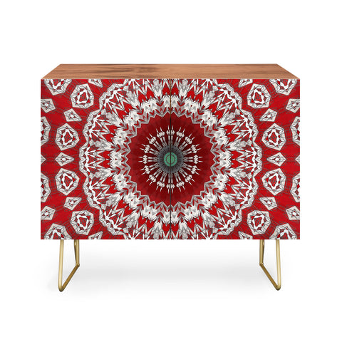 Sheila Wenzel-Ganny Red White Bohemian Mandala Credenza