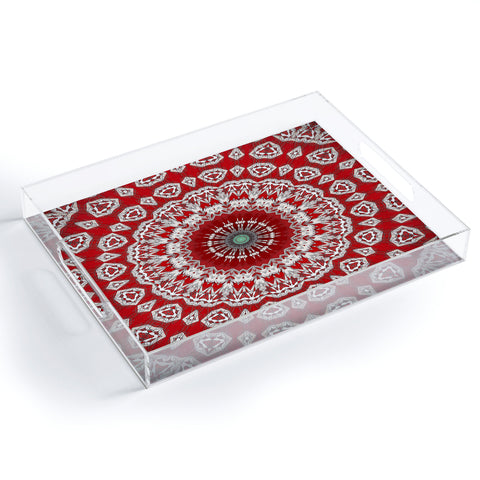 Sheila Wenzel-Ganny Red White Bohemian Mandala Acrylic Tray