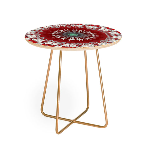 Sheila Wenzel-Ganny Red White Bohemian Mandala Round Side Table
