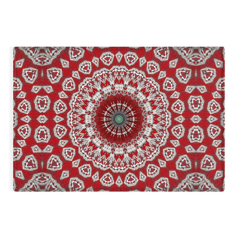 Sheila Wenzel-Ganny Red White Bohemian Mandala Outdoor Rug
