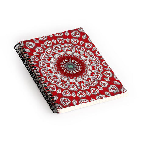 Sheila Wenzel-Ganny Red White Bohemian Mandala Spiral Notebook