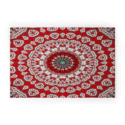 Sheila Wenzel-Ganny Red White Bohemian Mandala Welcome Mat